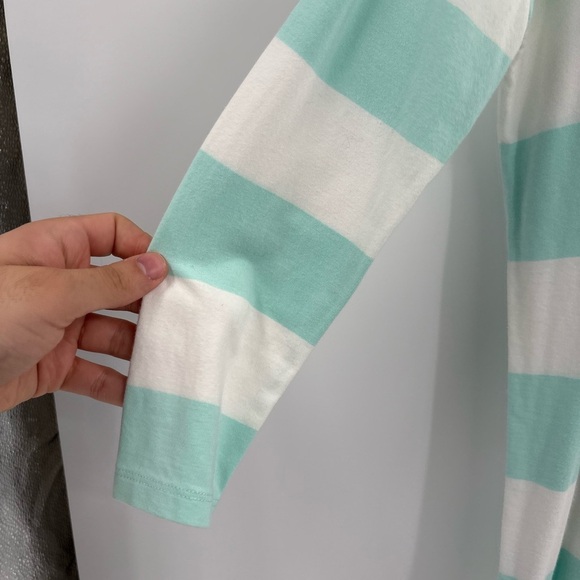 Garnet Hill Top Women’s Aqua Blue Stripe Layered Scoop Neck Beachy Boho size xs - Picture 8 of 15